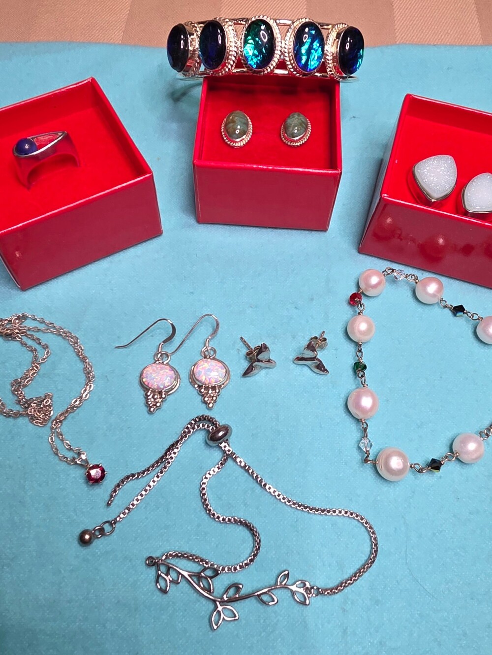 RESELLERS!! LOT OF STERLING SILVER 925 JEWELRY! OPAL, GARNET, Turquoise & Pearls